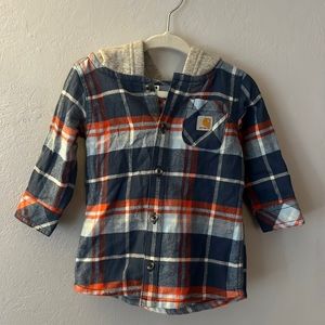 Carhartt Flannel w/ Hood - Blue/Orange/Gray - 9 Months